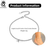 925 Silver Flat Beads Chain Anklet Female Sexy Ankle Jewelry SA13