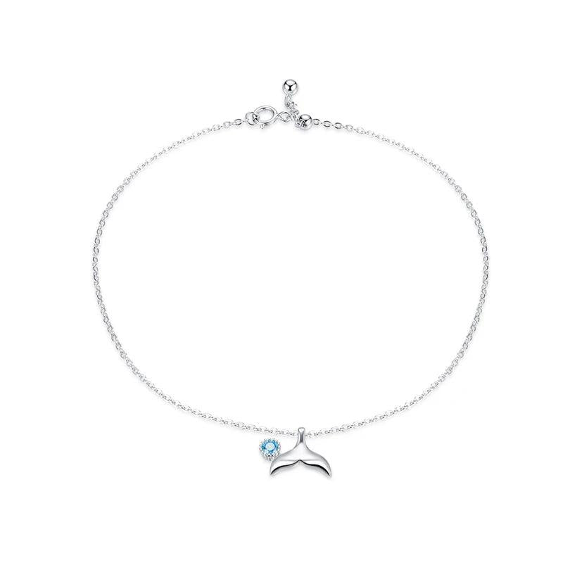 925 Sterling Silver Mermaid's Story Chain Silver Anklets For Women