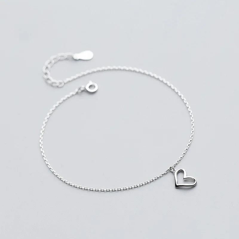 925 Sterling Silver Heart Anklets For Women's Jewelry