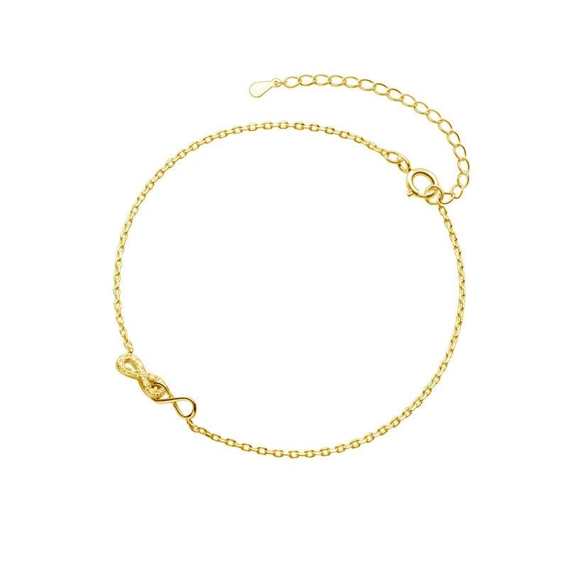 925 Silver Zircon Infinity Anklet Fine Jewelry Minimalist Accessories