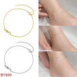 925 Silver Zircon Infinity Anklet Fine Jewelry Minimalist Accessories