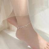 Trustdavis 925 Silver Moon Wafer Tassel Chain Anklet For Women DB1266