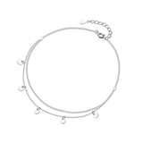 Trustdavis 925 Silver Moon Wafer Tassel Chain Anklet For Women DB1266