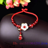 Jade Flower Anklets for Women - Chinese Red Gemstone Charms