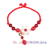 Jade Flower Anklets for Women - Chinese Red Gemstone Charms