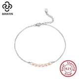 925 Silver Anklet Pink Fresh Water Pearl for Girls