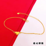 European Fine Heart Slim 24KT Beach Anklet