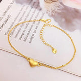 European Fine Heart Slim 24KT Beach Anklet