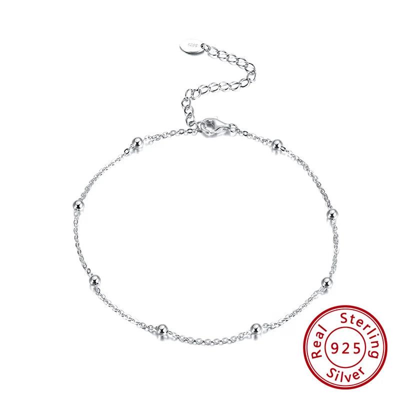 Silver Anklet 92.5% Ball Beads Ankle Chain S925 SA05