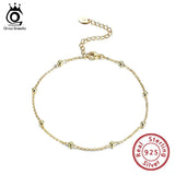 Silver Anklet 92.5% Ball Beads Ankle Chain S925 SA05