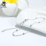 Silver Anklet 92.5% Ball Beads Ankle Chain S925 SA05