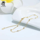 Silver Anklet 92.5% Ball Beads Ankle Chain S925 SA05