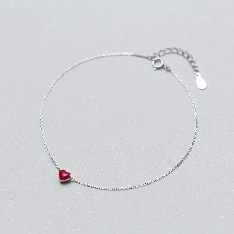 Davis 925 Silver Heart Anklets for Women