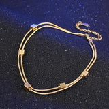 Vintage Two-Line Square Beads 18KT Anklet