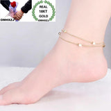 Vintage Two-Line Square Beads 18KT Anklet