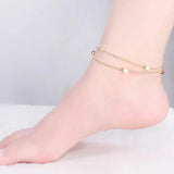 Vintage Two-Line Square Beads 18KT Anklet