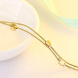 Vintage Two-Line Square Beads 18KT Anklet