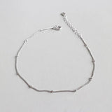 S925 Silver Thin Cross-chain Round Beads Anklet Foot Ornaments