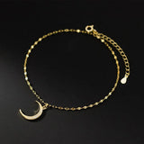 925 Silver Zircon Moon Charm Anklets, 18K Plated Foot Jewelry