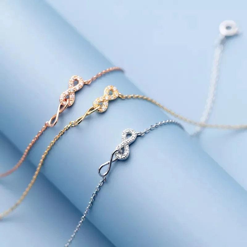 925 Silver Zircon Infinity Charm Anklet Foot Jewelry