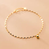 925 Silver Korean Round Bead Anklets Women Summer Foot Jewelry