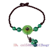 Jade Flower Anklets Women Men Charms Gemstone Jewelry Vintage Green