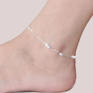 925 Silver Frosted Ball Anklet for Women
