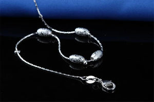 925 Silver Frosted Ball Anklet for Women