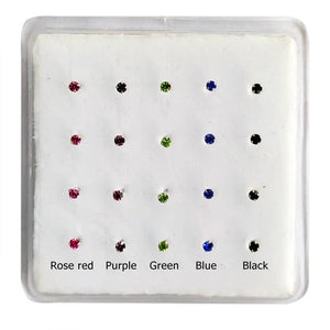 20pcs 925 Sterling Silver Nose Piercing 2mm Multicolor Nose Studs Straight Pin