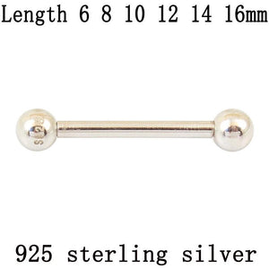 925 Sterling Silver Body Jewelry Barbell 16G Nipple Tongue Eyebrow Piercing