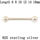 925 Sterling Silver Body Jewelry Barbell 16G Nipple Tongue Eyebrow Piercing