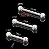 925 Sterling Silver Body Jewelry Barbell 16G Nipple Tongue Eyebrow Piercing