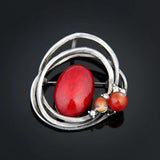 Vintage Round Brooch Plant Resin Pearl Pins Jewelry