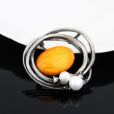 Vintage Round Brooch Plant Resin Pearl Pins Jewelry