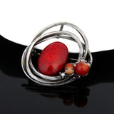 Vintage Round Brooch Plant Resin Pearl Pins Jewelry
