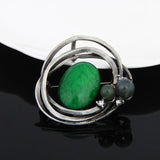 Vintage Round Brooch Plant Resin Pearl Pins Jewelry