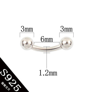 925 Sterling Silver Eyebrow Nails 16G 1.2mm Body Jewelry