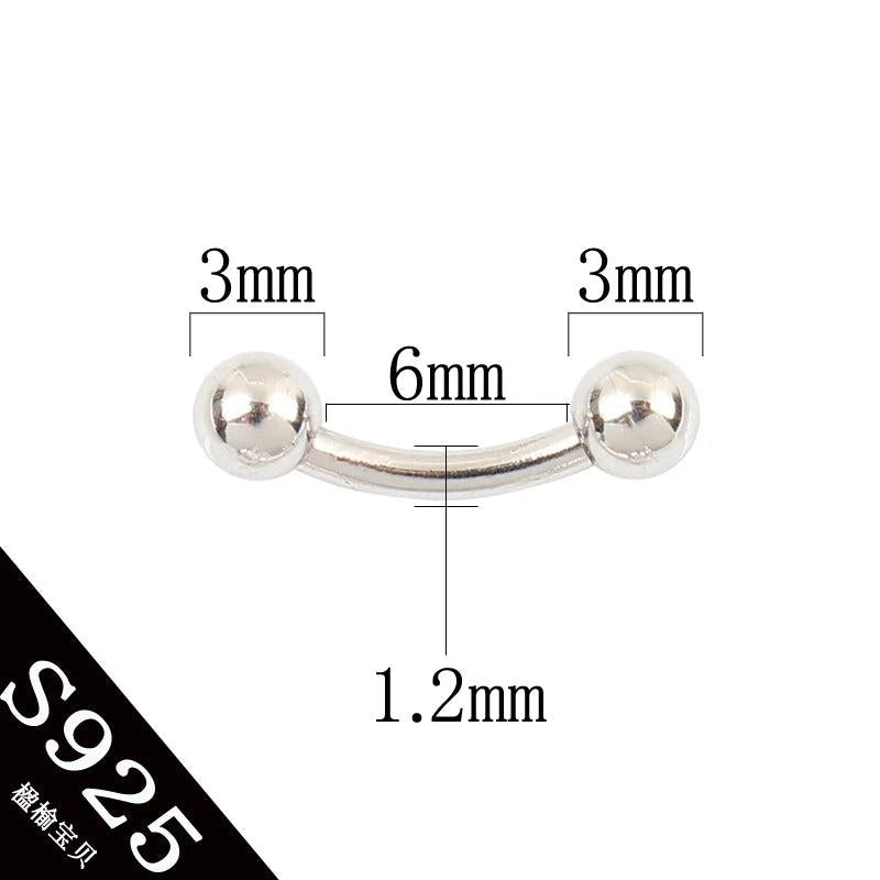 925 Sterling Silver Eyebrow Nails 16G 1.2mm Body Jewelry