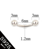 925 Sterling Silver Eyebrow Nails 16G 1.2mm Body Jewelry