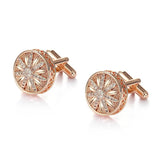 Round CZ Crystal Cuff Links for Men in Rose Colors
