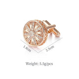 Round CZ Crystal Cuff Links for Men in Rose Colors