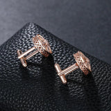 Round CZ Crystal Cuff Links for Men in Rose Colors
