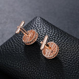 Round CZ Crystal Cuff Links for Men in Rose Colors