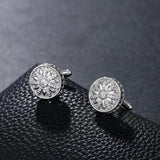 Round CZ Crystal Cuff Links for Men in Rose Colors