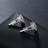 Round CZ Crystal Cuff Links for Men in Rose Colors