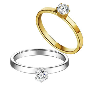 Classic Zircon Rings for Couple Stainless Steel Wedding Bands