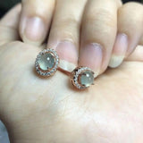 Silver Inlaid Diamond Chalcedony Earrings