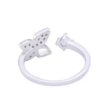 Silver Crystal Butterfly Ring Open Adjustable Finger Ring