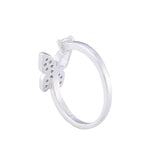 Silver Crystal Butterfly Ring Open Adjustable Finger Ring