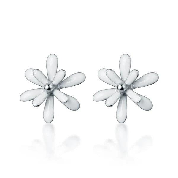 925 Sterling Silver Enamel 3 Flower Stud Earrings for Women Fine Jewelry